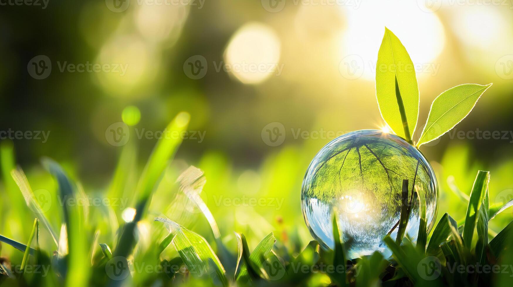 Eco-friendly concept with a growing plant in sunlight photo