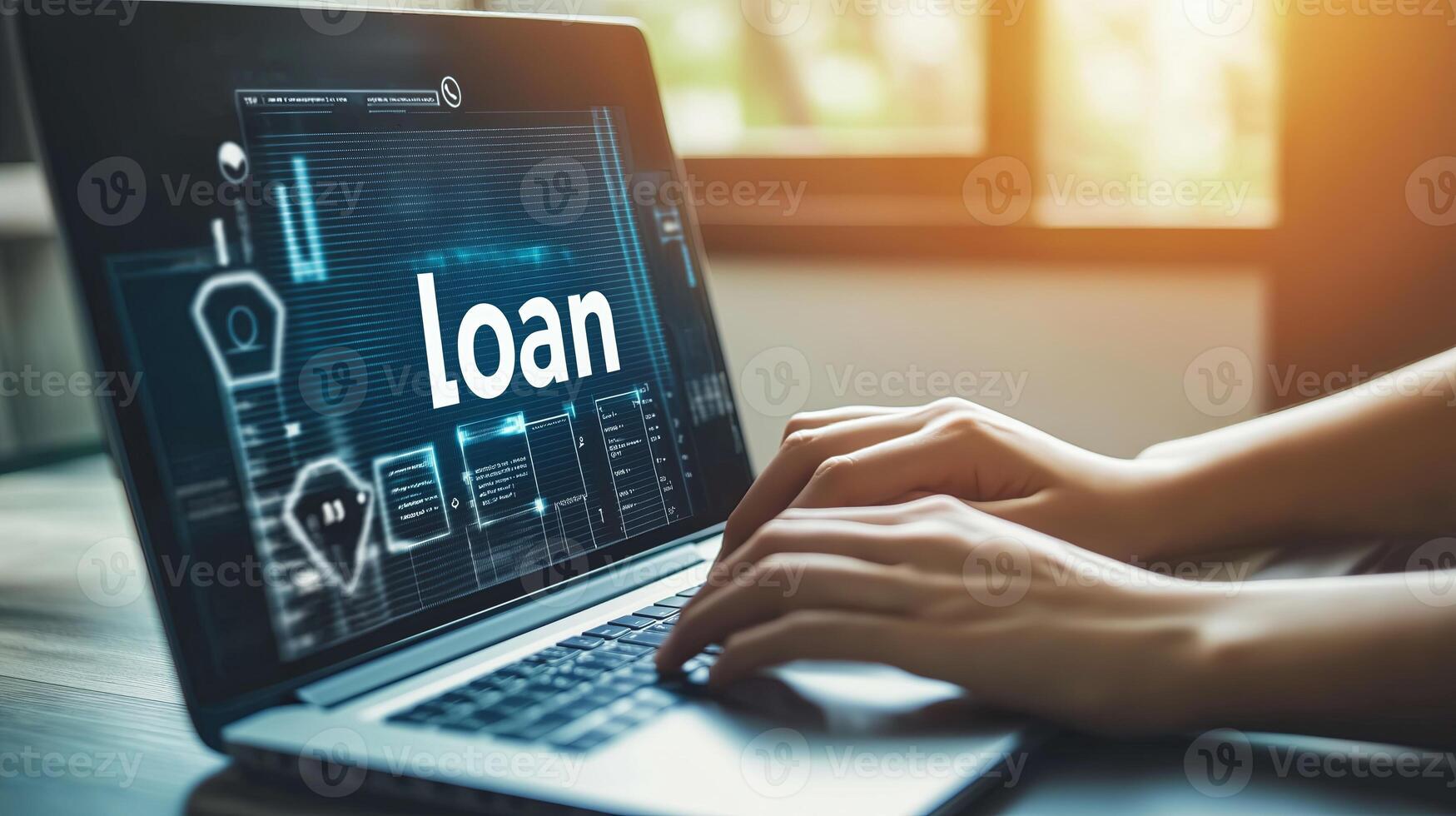 Online loan application on a digital screen photo