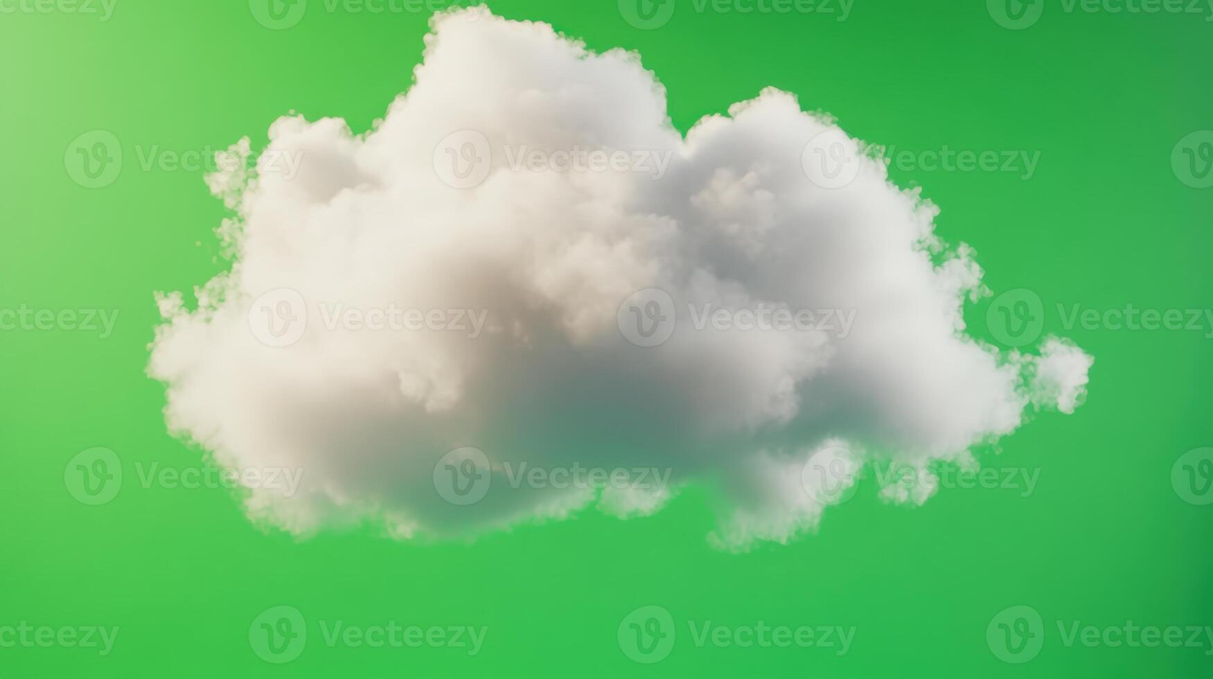 White fluffy cloud floating against a bright green background in an abstract and surreal setting during the daytime photo