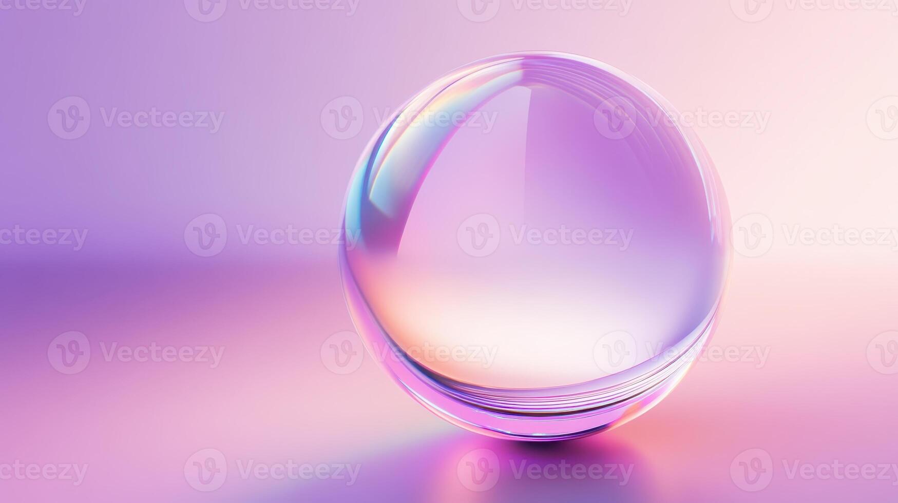 A stunning, colorful glass sphere radiates enticing reflections against a captivating vibrant gradient backdrop, illuminated by soft, gentle lighting photo