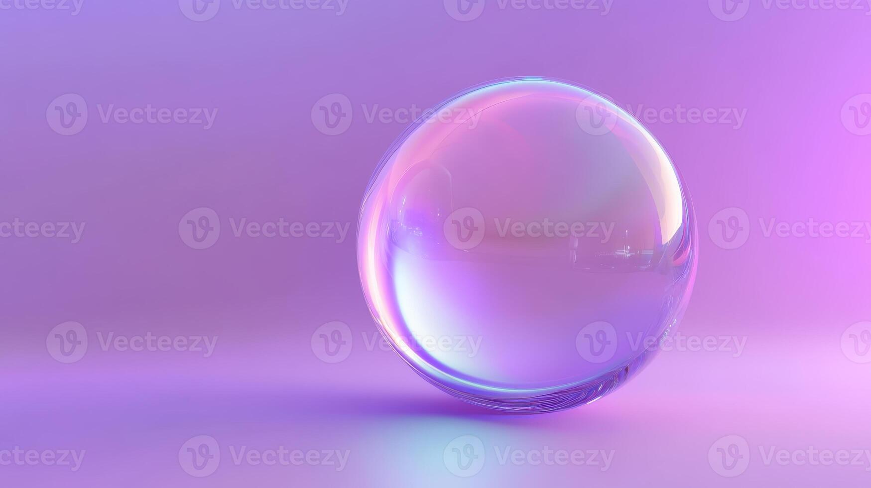 Colorful translucent sphere reflecting light in an artistic setting with vibrant purple hues during the day photo