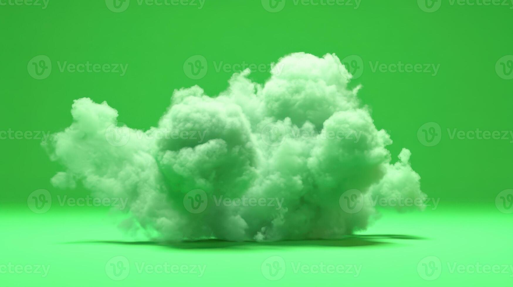 Green smoke billows across a bright background, creating a surreal and vibrant atmosphere during an artistic display photo