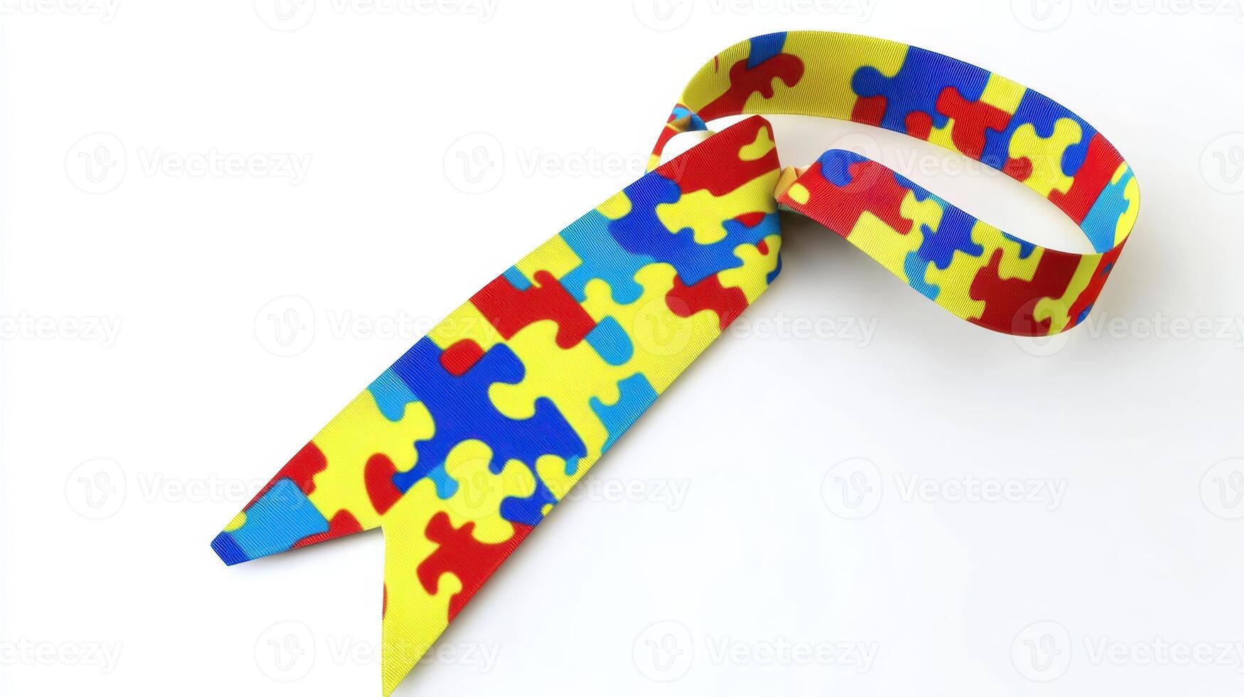 Vibrant multicolored puzzle pattern necktie showcasing creativity and individuality in a unique fashion accessory for casual or formal occasions photo