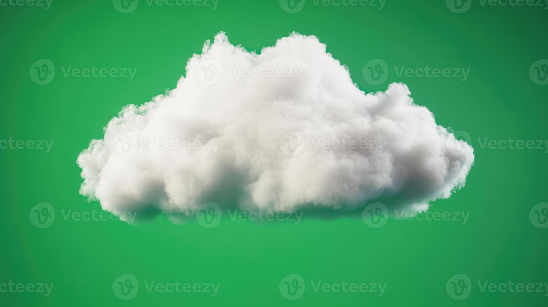 Fluffy white cloud floating against a vibrant green background, creating a striking contrast and an abstract visual appeal photo