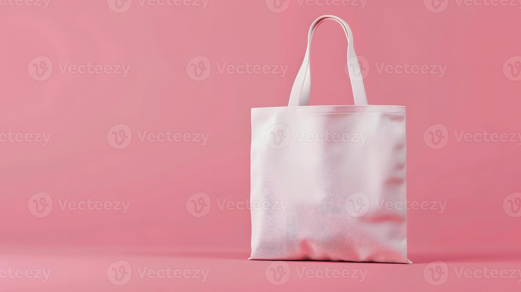Mock up White Tote Bag on Pink Background photo