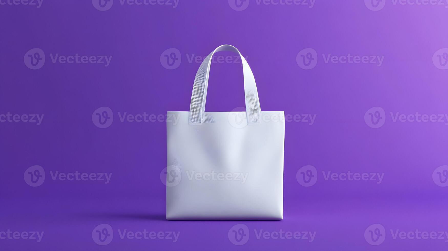 Mock up White Tote Bag on Purple Background photo