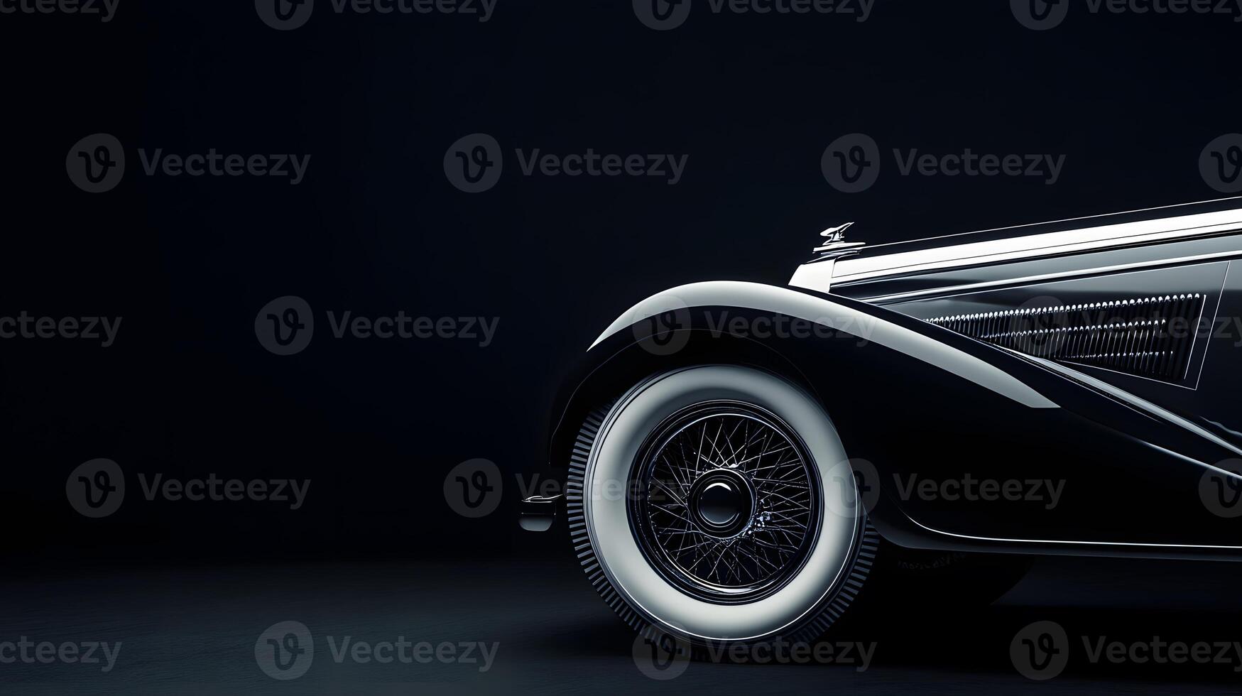 Black Classic Automobile Rear Fender and Wheel photo