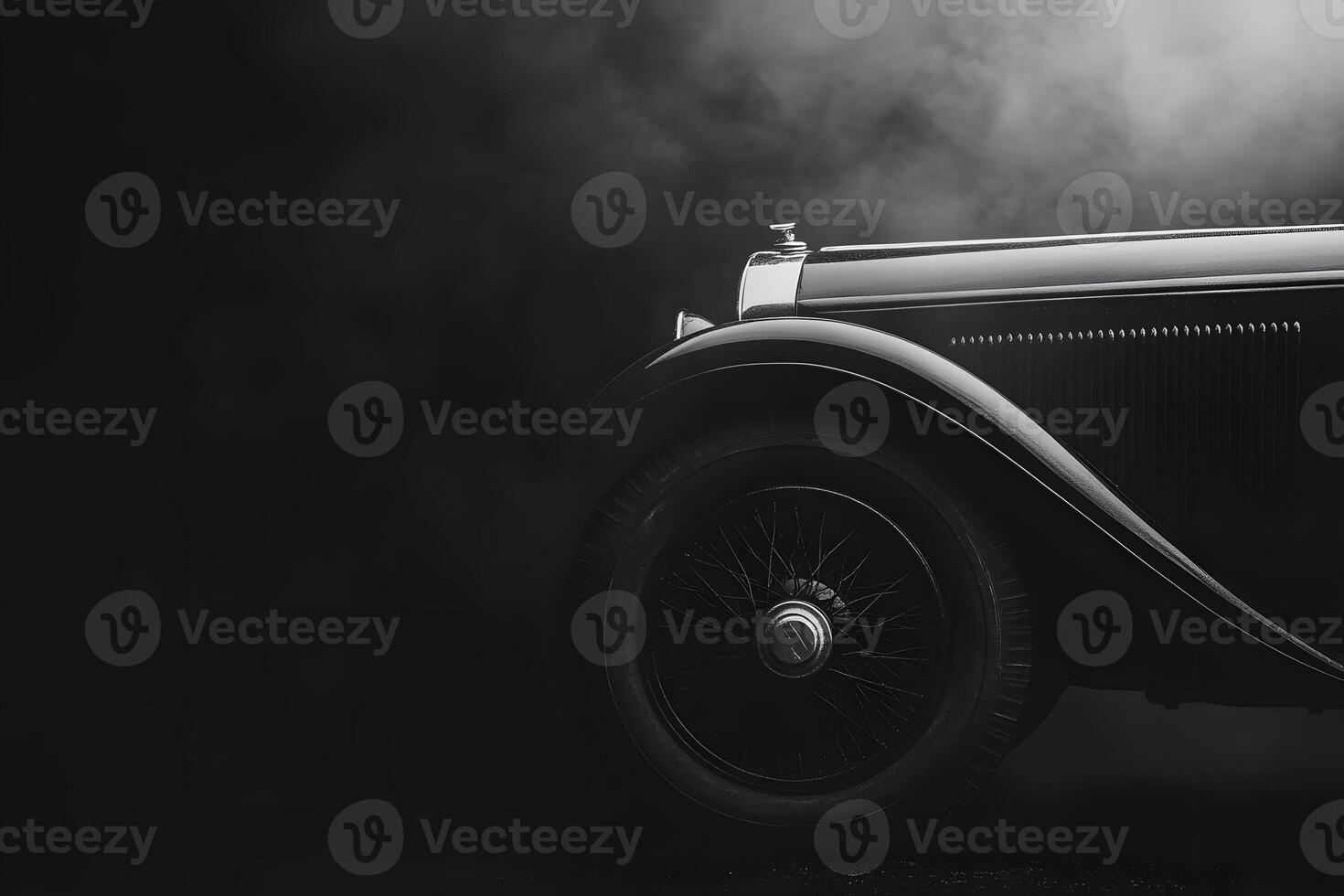Black Classic Automobile Front Fender and Wheel Detail photo