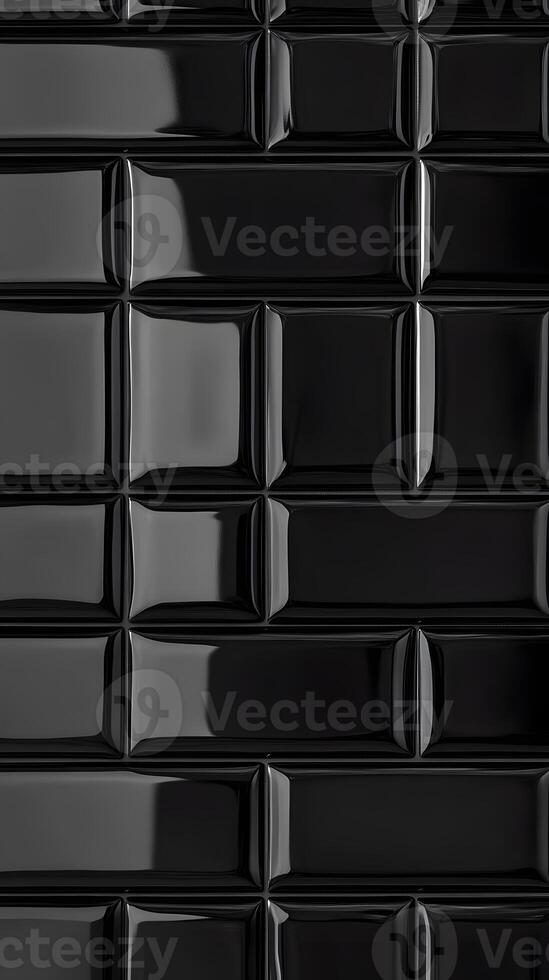 Black High-Gloss Rectangular Tile Grid photo
