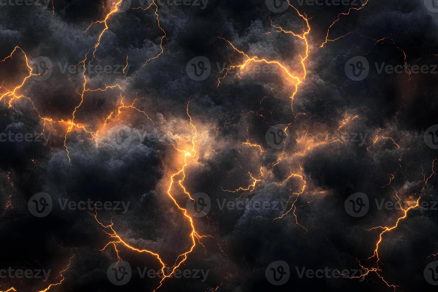 Image of Lightning Bolts in Dark Clouds photo