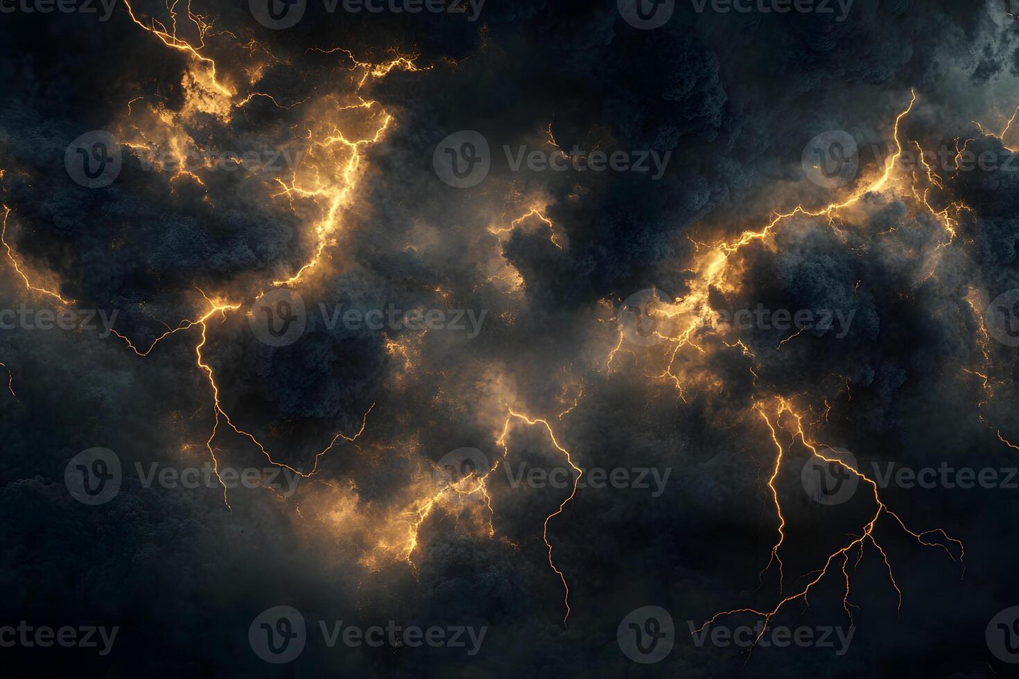 Image of Lightning Bolts within Dark Storm Clouds photo