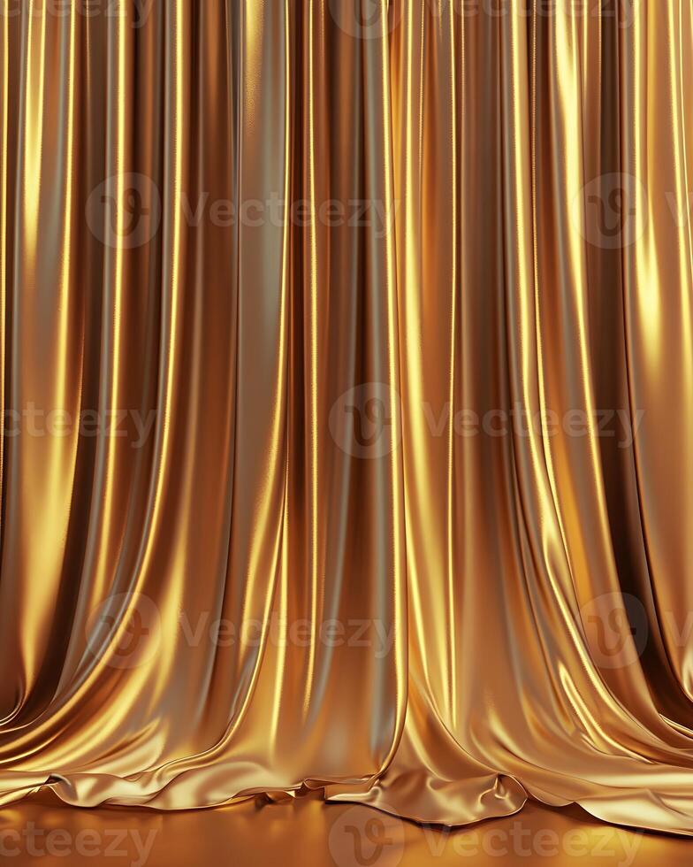 Gold Satin Curtain Drapery photo
