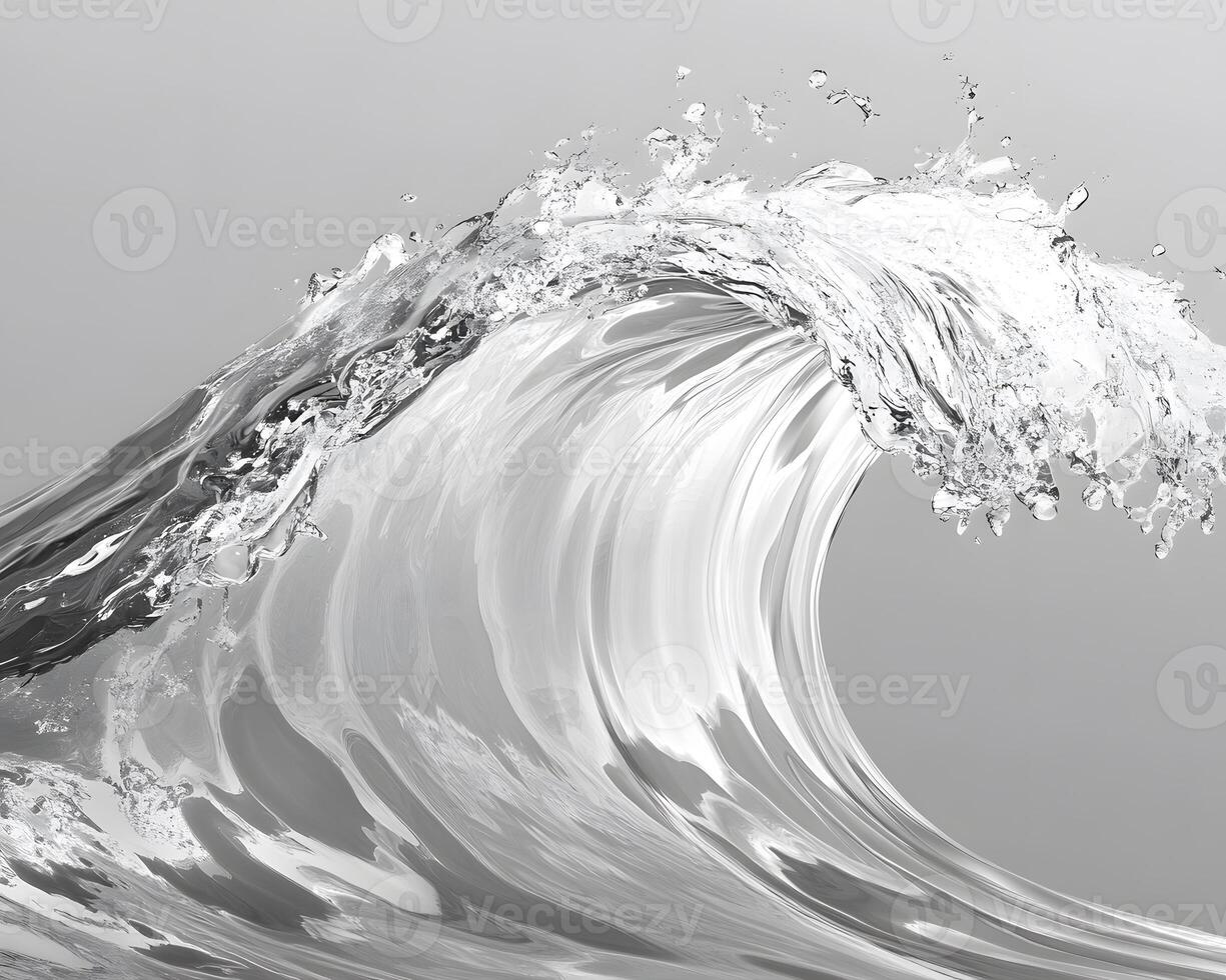 Grayscale Rendering of a Breaking Wave photo