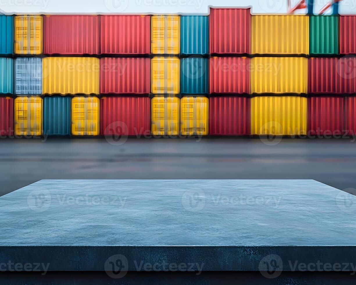 Gray Tabletop with Stacked Shipping Containers photo