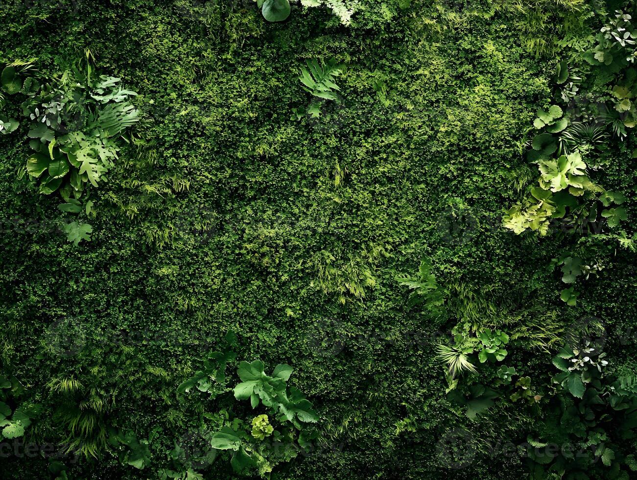 Green Vegetation Wall with Assorted Plants photo