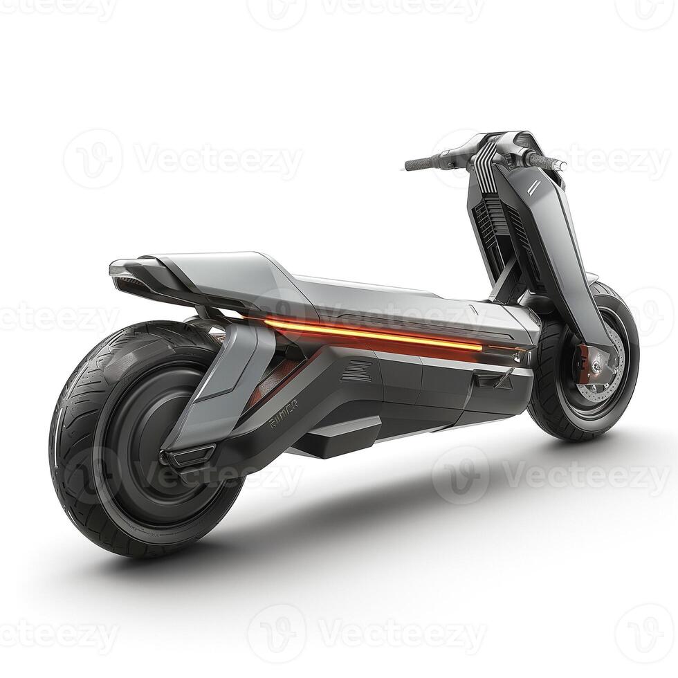 Futuristic electric scooter design showcasing sleek lines and modern technology. photo