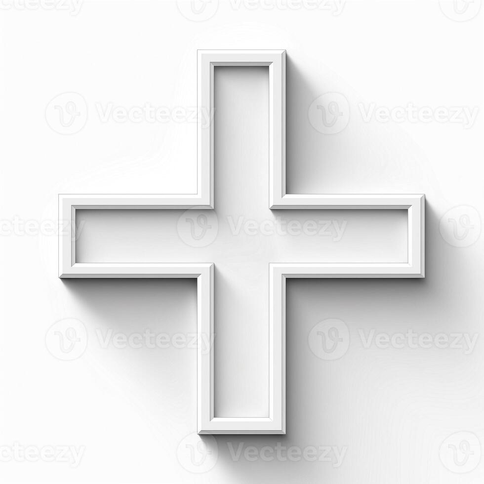 A minimalist 3D representation of a white plus sign, creating a clean and modern aesthetic. photo