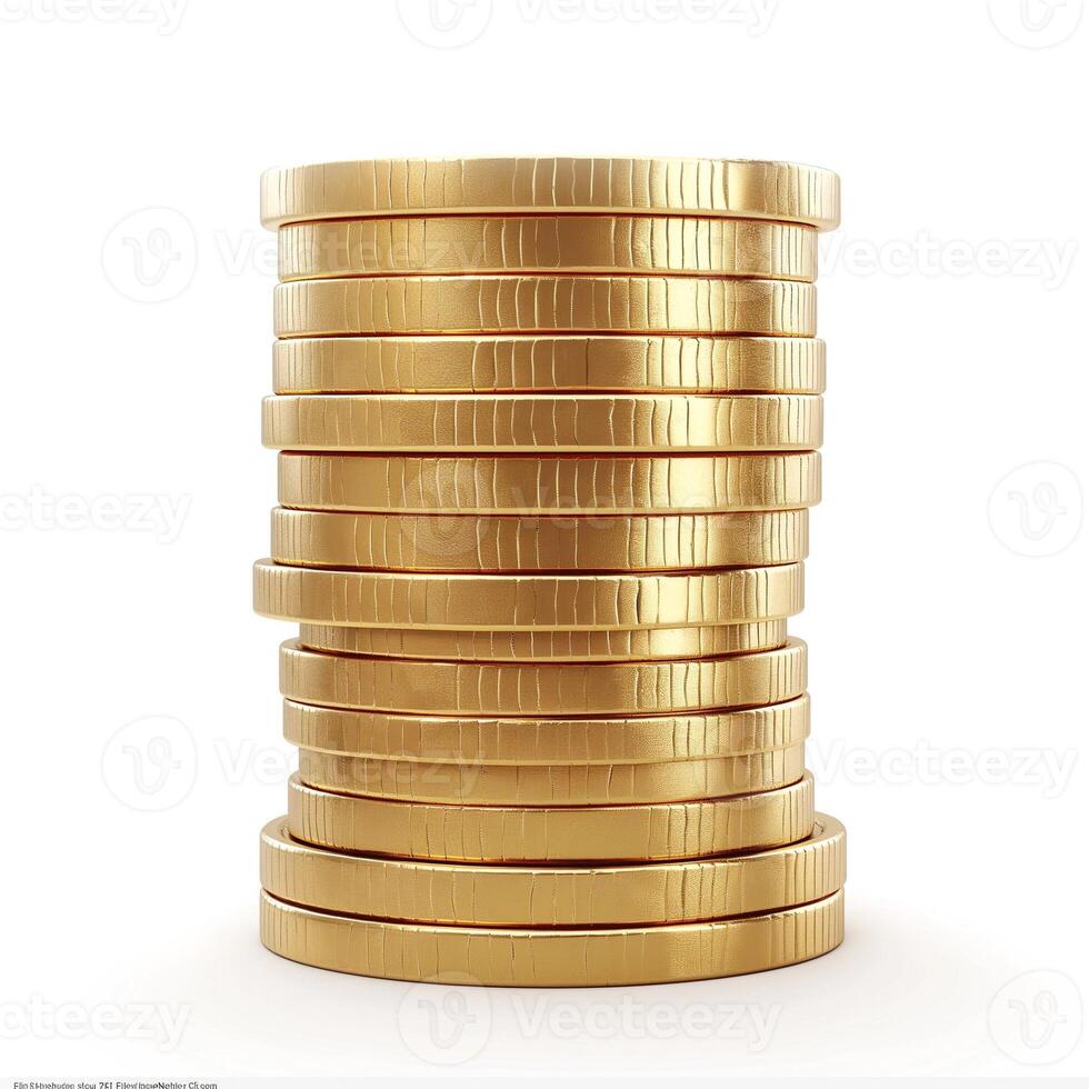 A stack of shiny gold coins, symbolizing wealth and prosperity. photo
