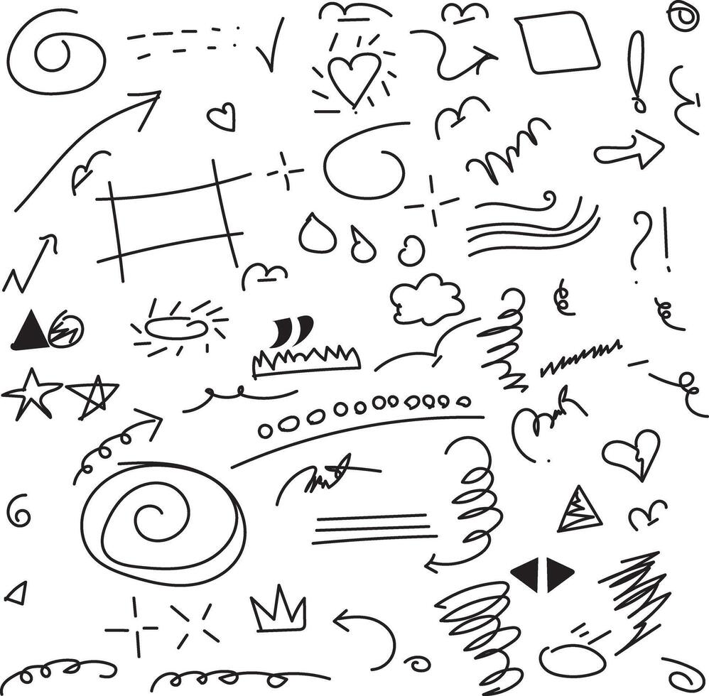 a set of doodles on a white background vector