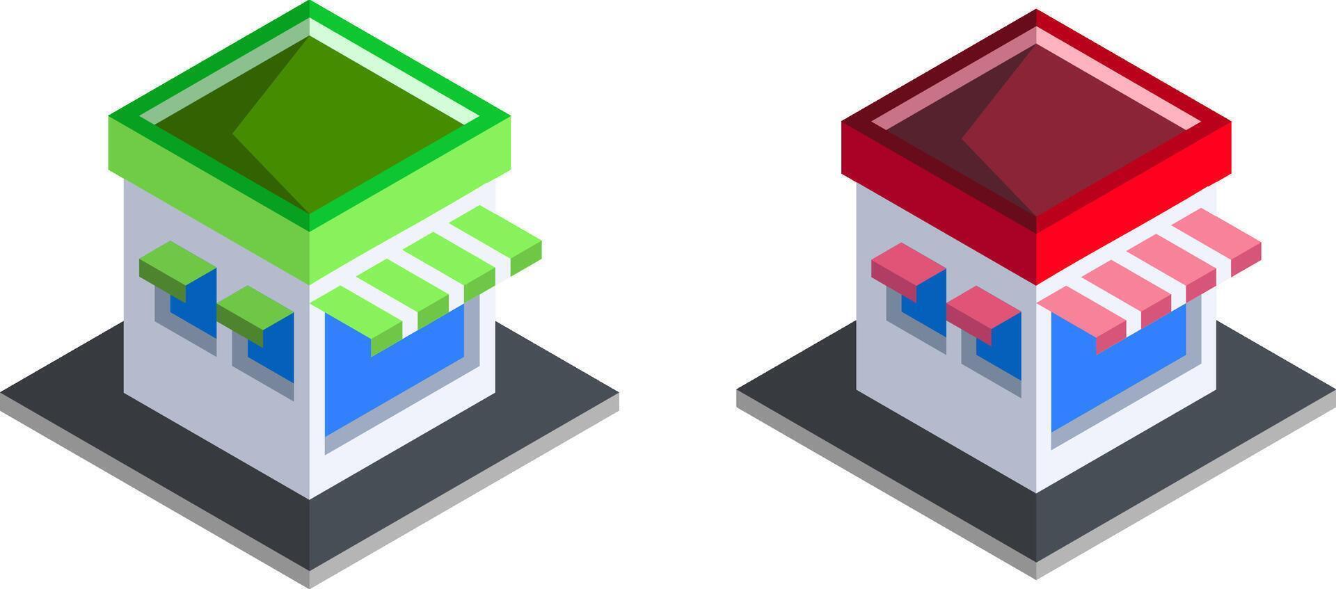 isometric building icon coffeshop vector