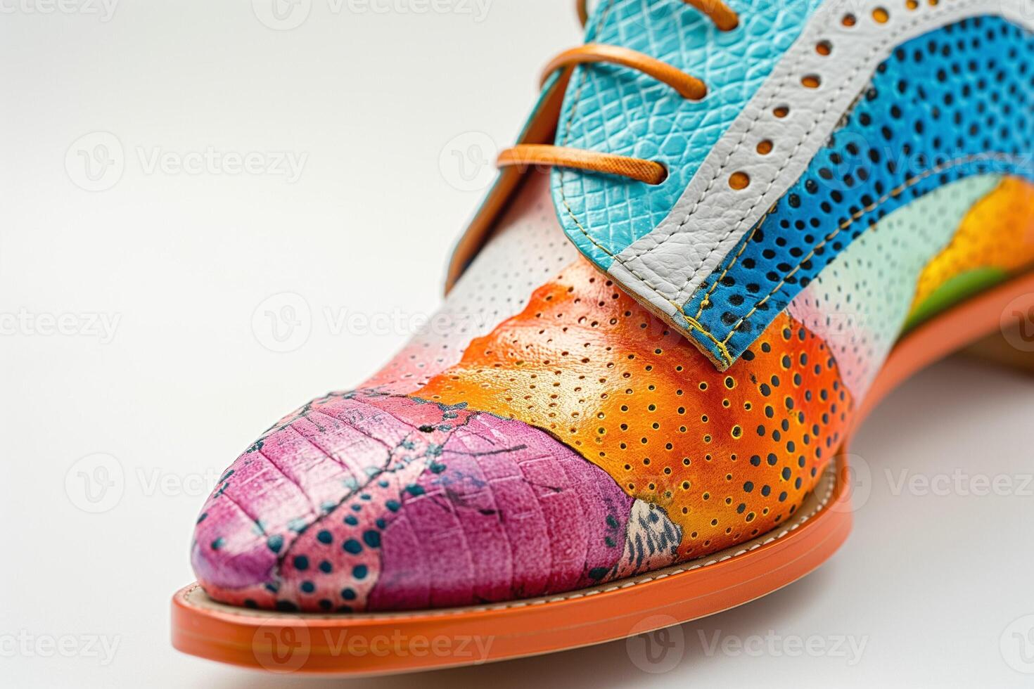 Colorful and unique men's dress shoe showcasing vibrant design and craftsmanship. photo