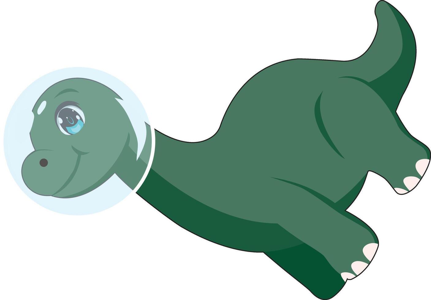 Floating Green Astronaut Dinosaur Apatosaurus Dino vector