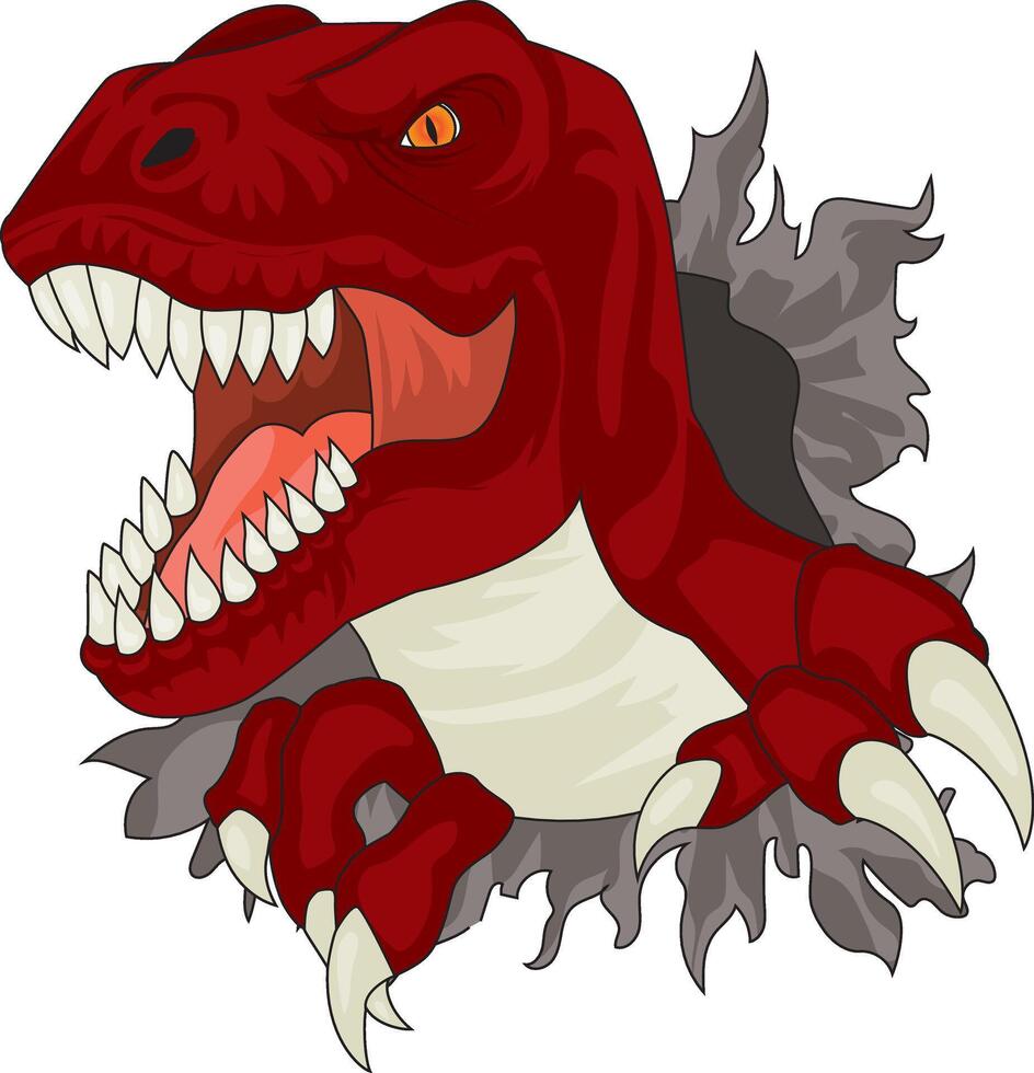 Red Angry Dinosaur Roaring T-Rex Logo vector