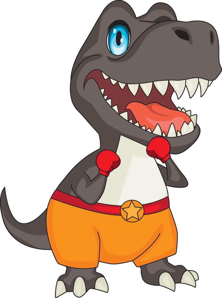 Funny Boxer Dinosaur Using Red Boxing Gloves vector