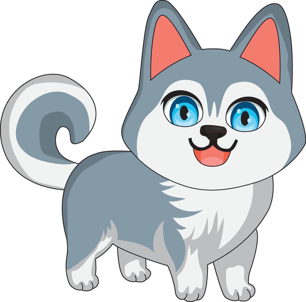 Husky Dog With Bright Smile On His Face vector