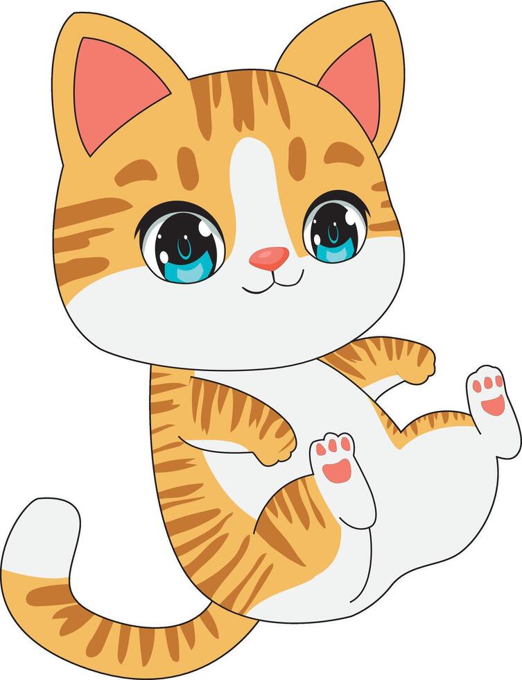 Kawaii Cat In Playful Mood vector