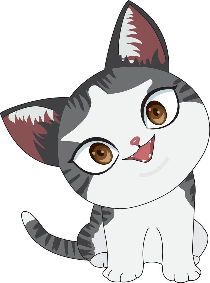 A Cute Innocent Cat With A Smile vector