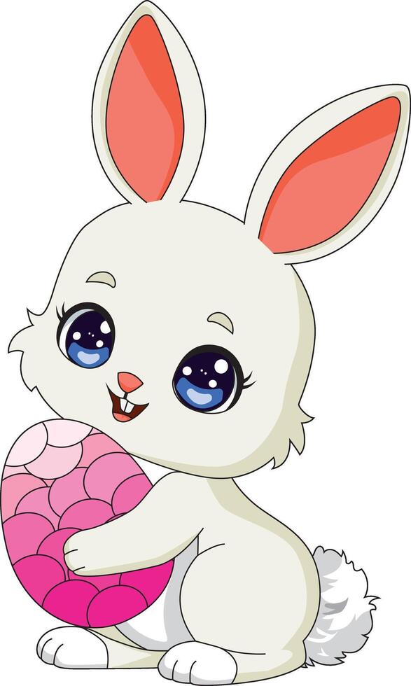 Cute Rabbit Hugging Easter Egg vector