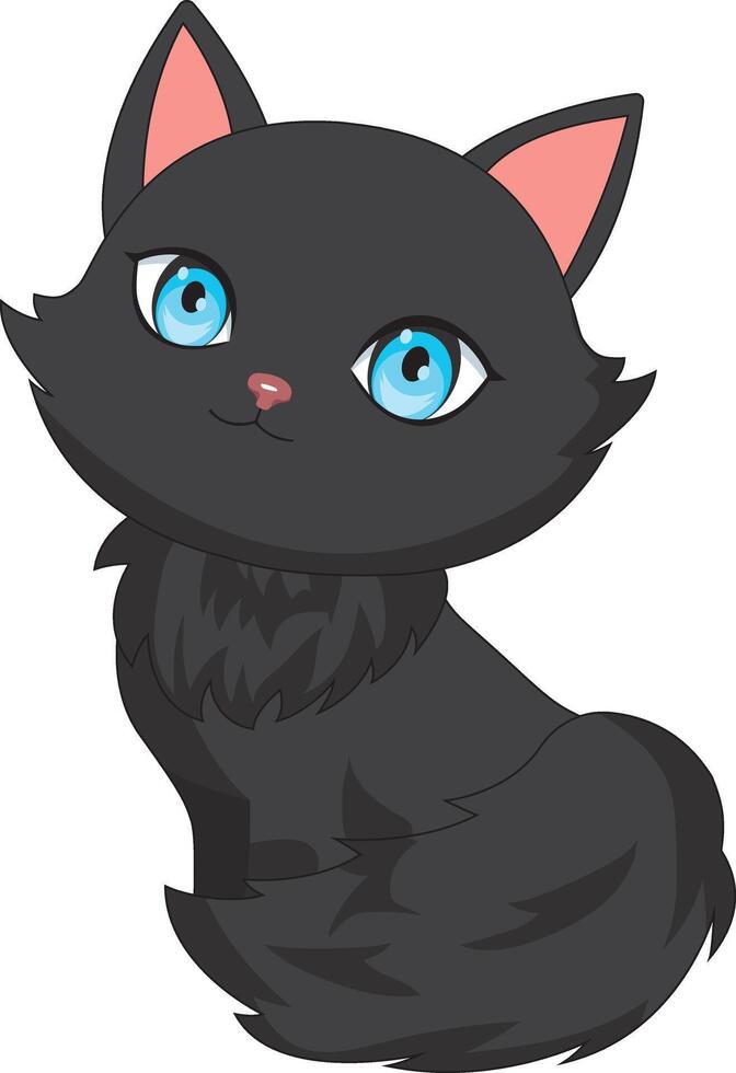 Black Persian Cat Furry Kitten vector