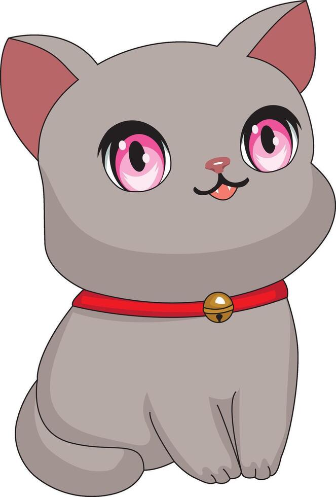 Cute Pet Cat Sitting And Waiting For Food vector