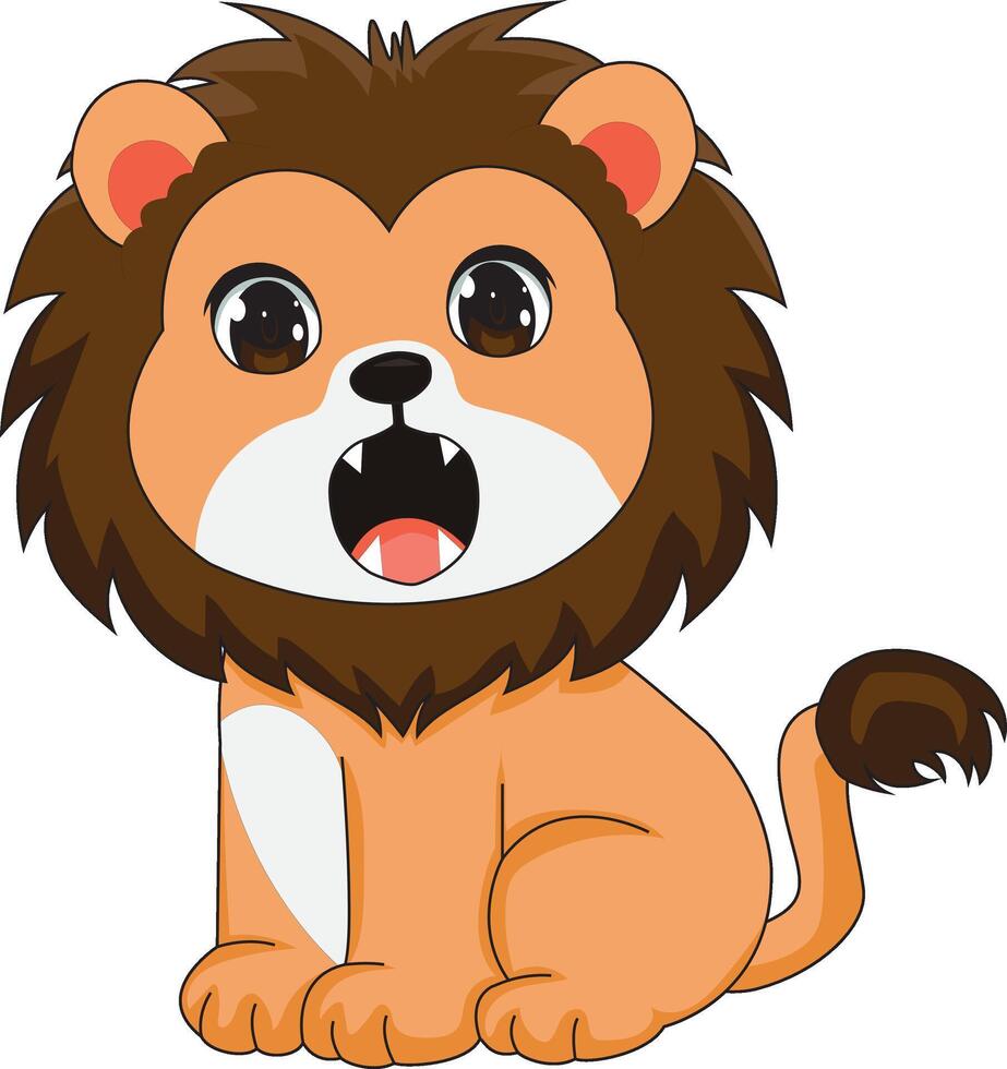 Cute Baby Lion Roar Mascot vector