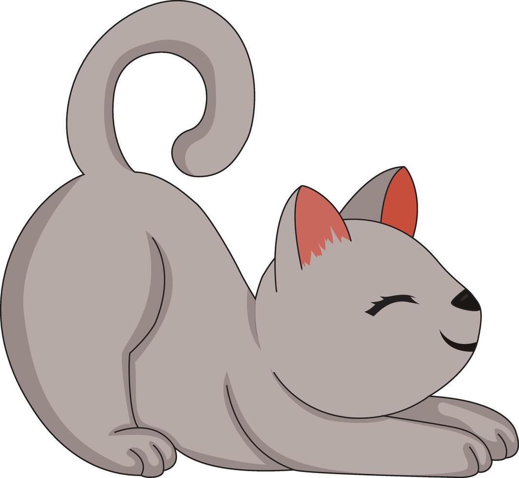 Lazy Cat Stretching Her Body With Smile vector