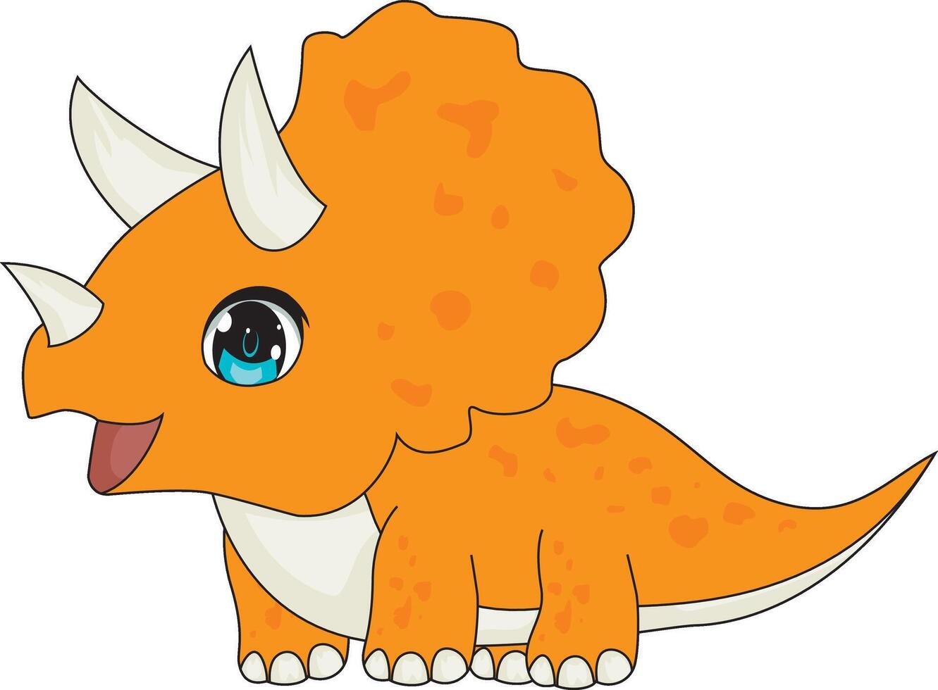 Cute Triceratops Dinosaur, Dino With Adorable Smile vector
