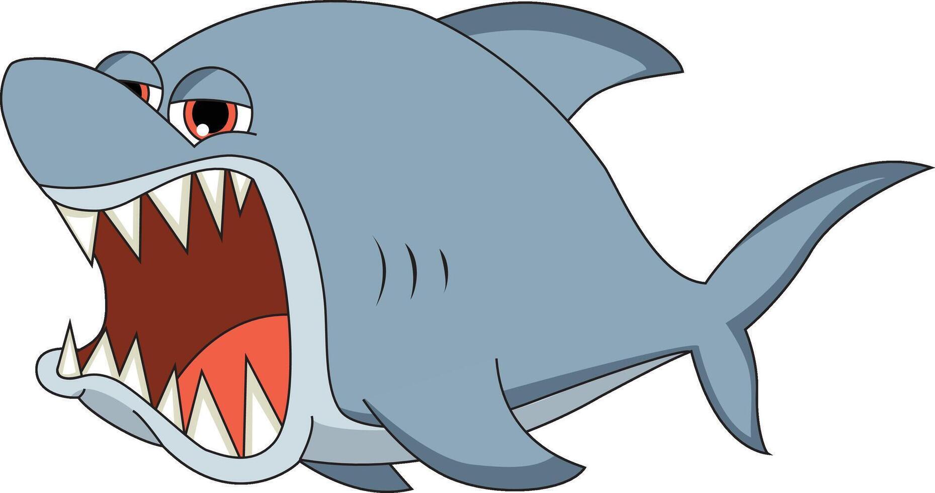 Shark Open Mouth For Eating Fish Animal Mascot vector
