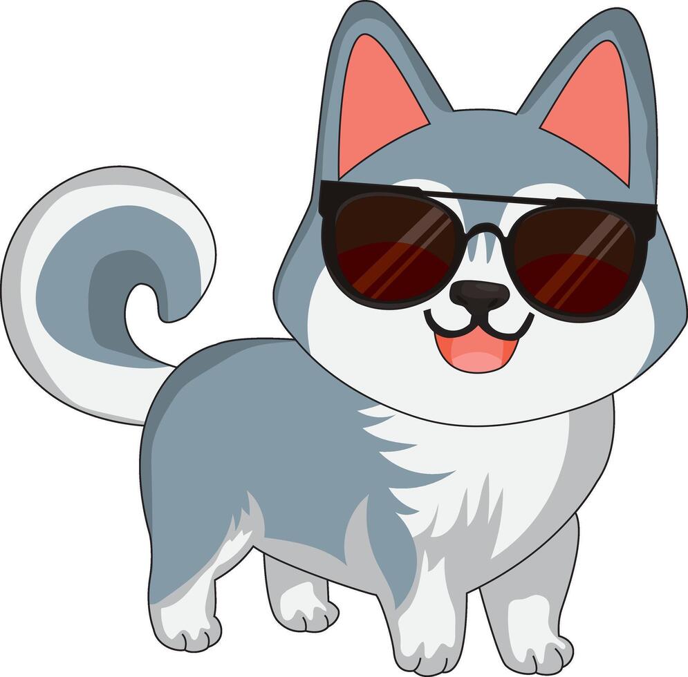 Cool Siberian Husky Dog With Sunglasses vector