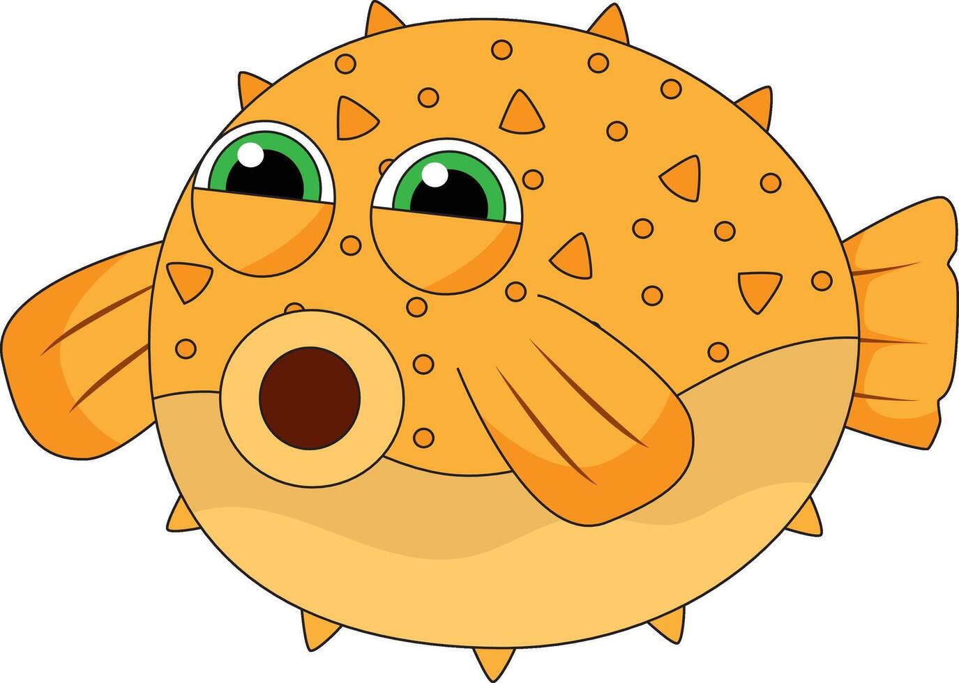 Yellow Puffer Fish Character Illustration vector