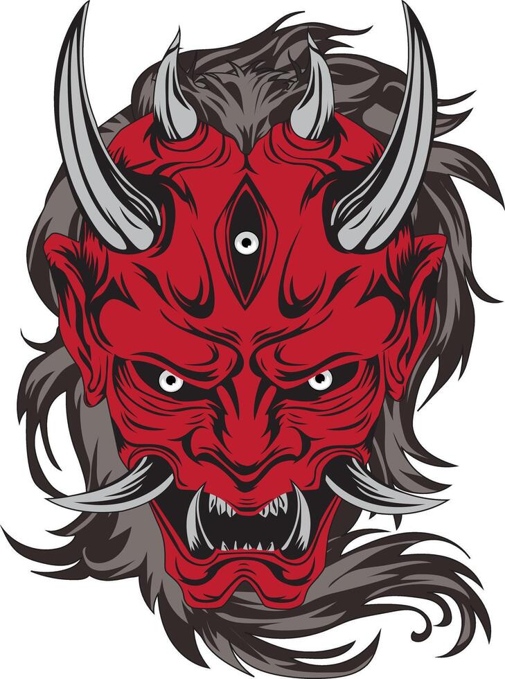 Japanese Red Devil Oni Mask vector