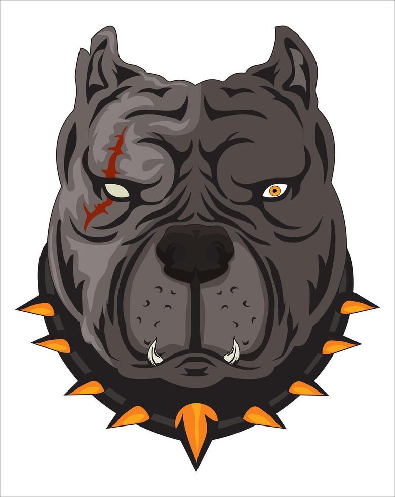 Bad Pit Bull Dog Dog Angry Face Logo Mascot vector