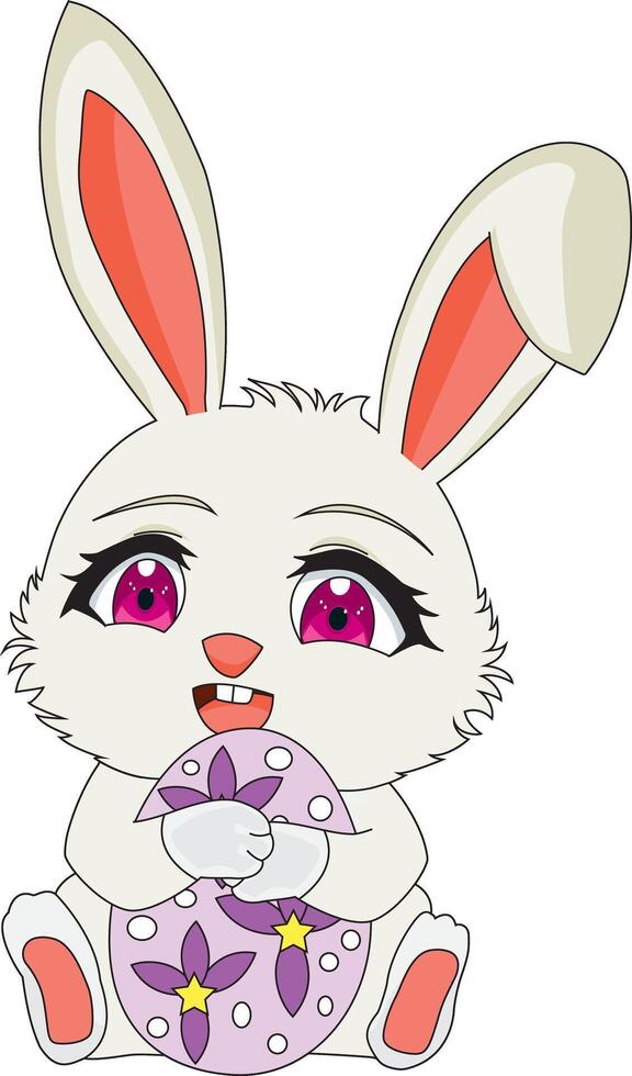 Cute Rabbit Hug Easter Egg vector