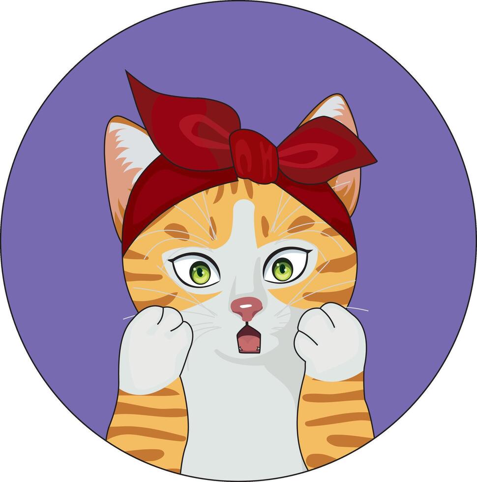 Surprised Cat Expression Cute Feline Logo Sticker vector