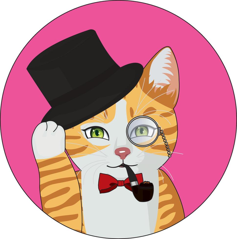 Gentleman Cat Sticker Logo vector