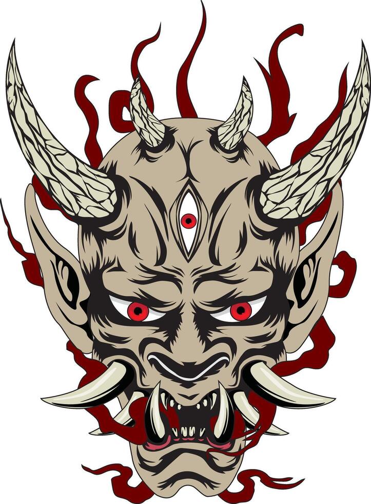 Japanese Oni Devil Ghost Mask Mascot vector