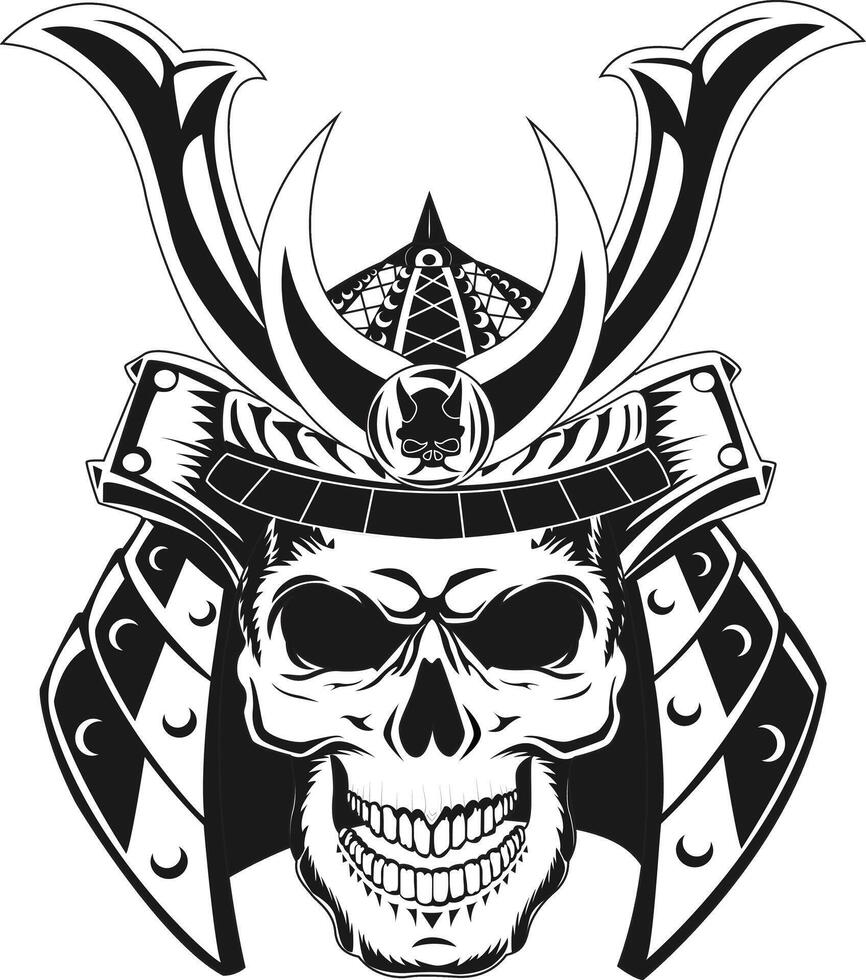 Japanese Samurai Warrior Skull Head vector