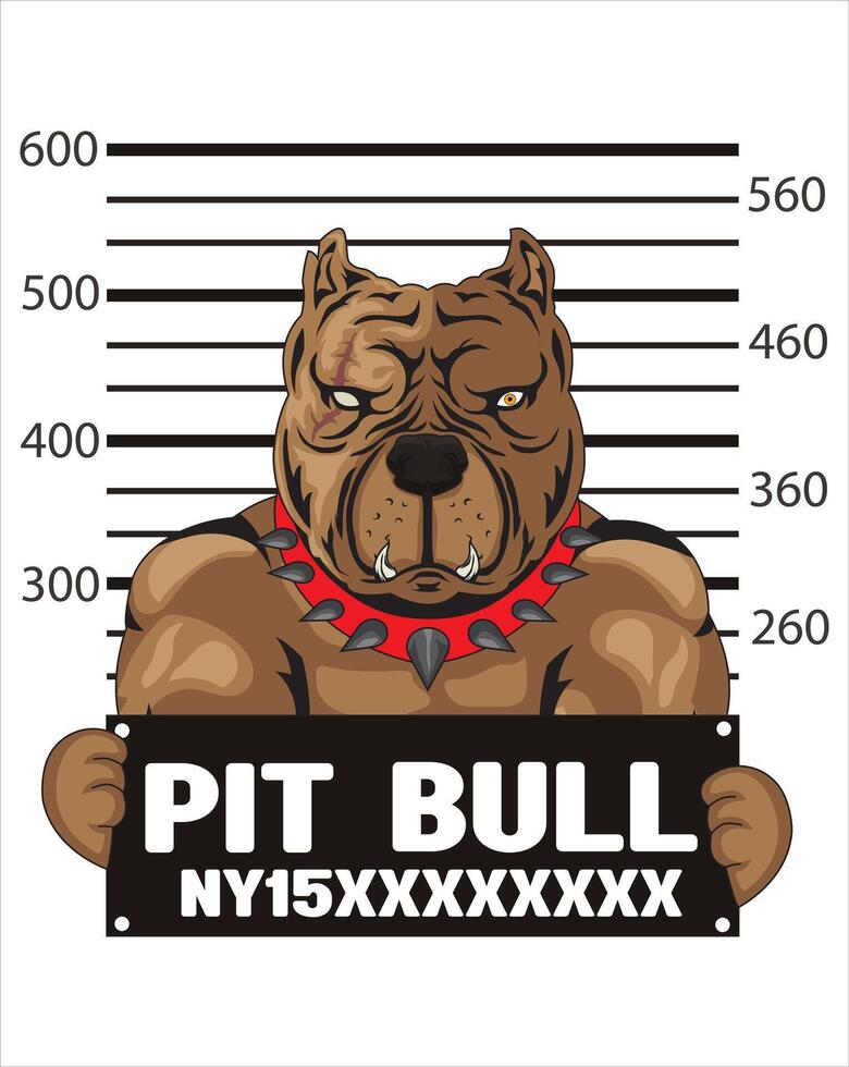 Dog Pit Bull Prisoner Number Fifteen With Police Data Board vector
