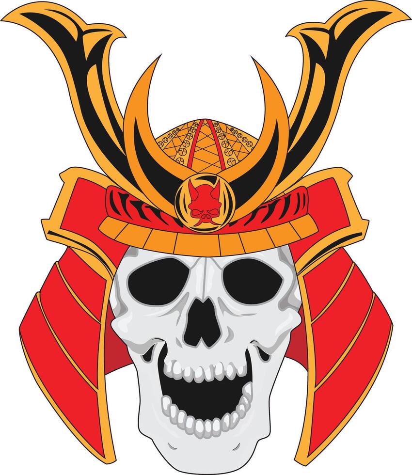 Japanese Samurai Skull Oni Mask vector
