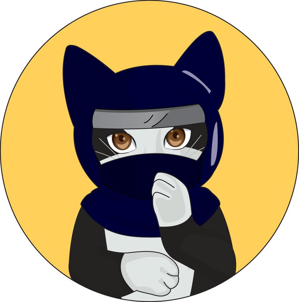 Ninja Cat Head Feline Fighter Sticker vector